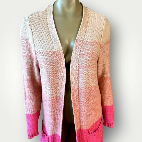 Torrid Long Open Cardigan Duster Sweater Long Sleeves Slouchy Size L Pink Ombre - Picture 5 of 15